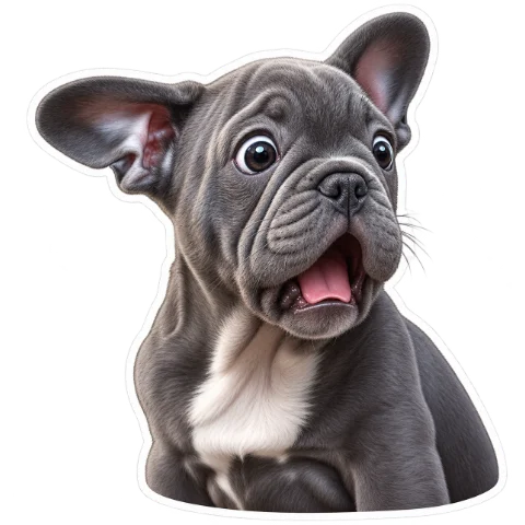 Sticker d’un bouledogue français choqué