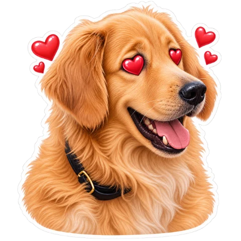 Sticker d’un golden retriever amoureux